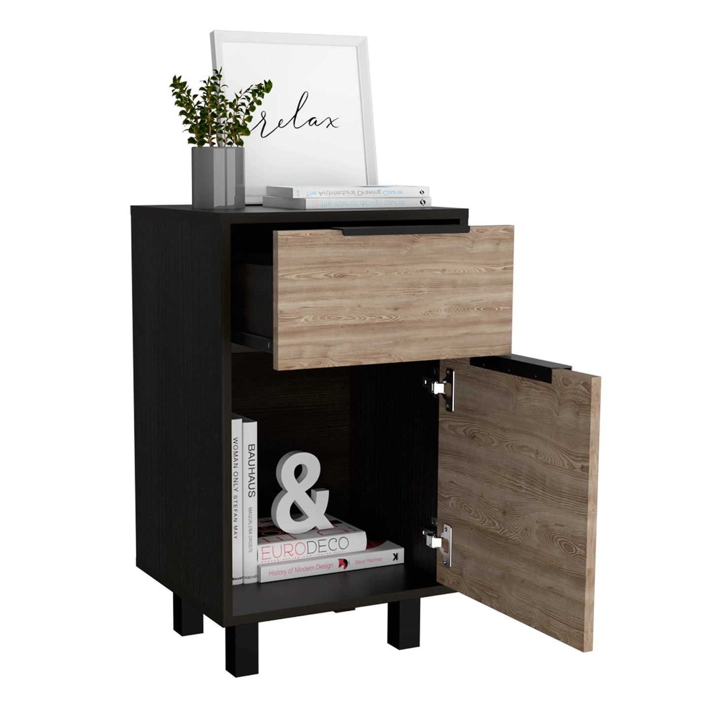 Velador Kaia Z-41  1 Cajon / 1 Puerta  - Wengue / Miel