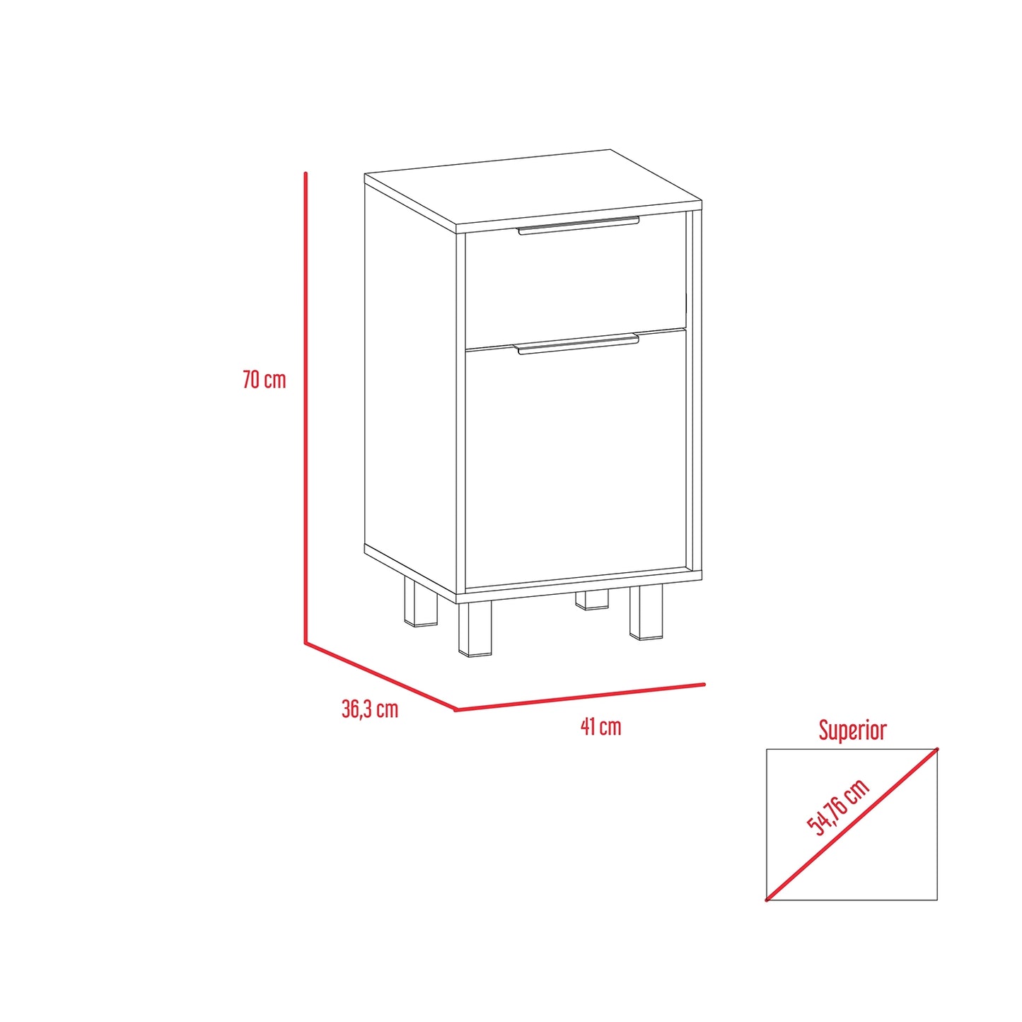 Velador Kaia Z-41  1 Cajon / 1 Puerta  - Wengue / Miel