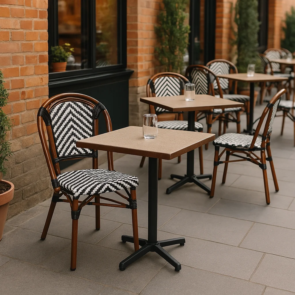 Silla Bistro Parisina Rattan - Blanca con negro para el hogar, disponible en Mons