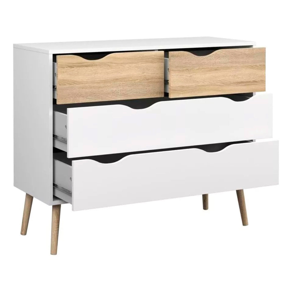 Cómoda 4 cajones blanca madera MDF