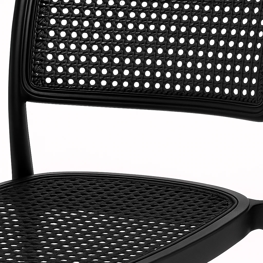 Silla de Restaurant o Terraza Comedor Hoffman Enrejada - Negra Completa
