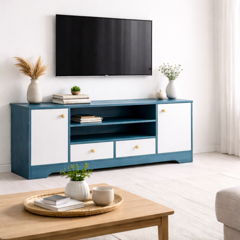 Rack Tv 2 Niveles Memphis Skyblue