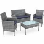 Juego Terraza 4 Piezas Gris Rattan