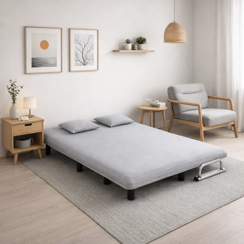 Sofa Cama Extendible Gris Light Linen