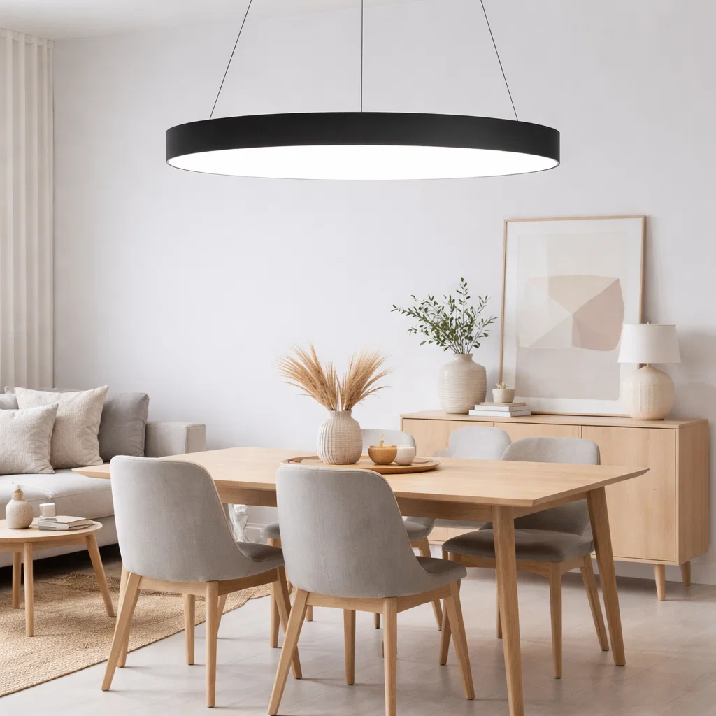 Lampara led 45w colgante 6000k modelo brihaspati redonda cerrada konnergie