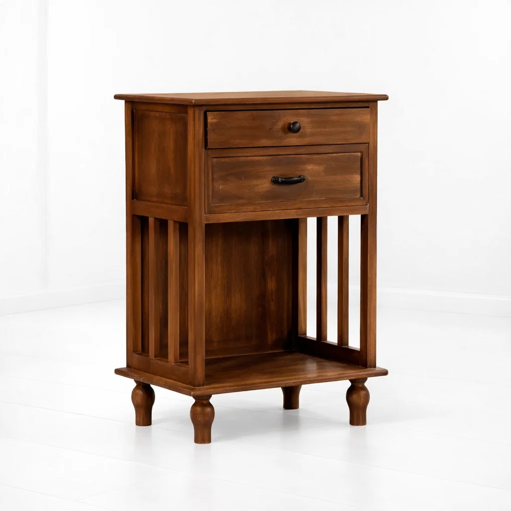 Velador Vintage Provenza 2 cajones Madera