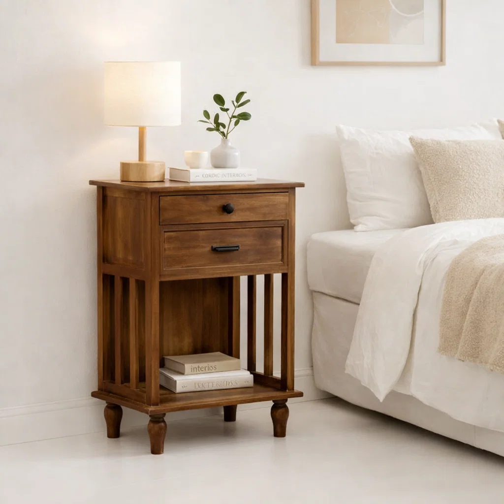 Velador Vintage Provenza 2 cajones Madera
