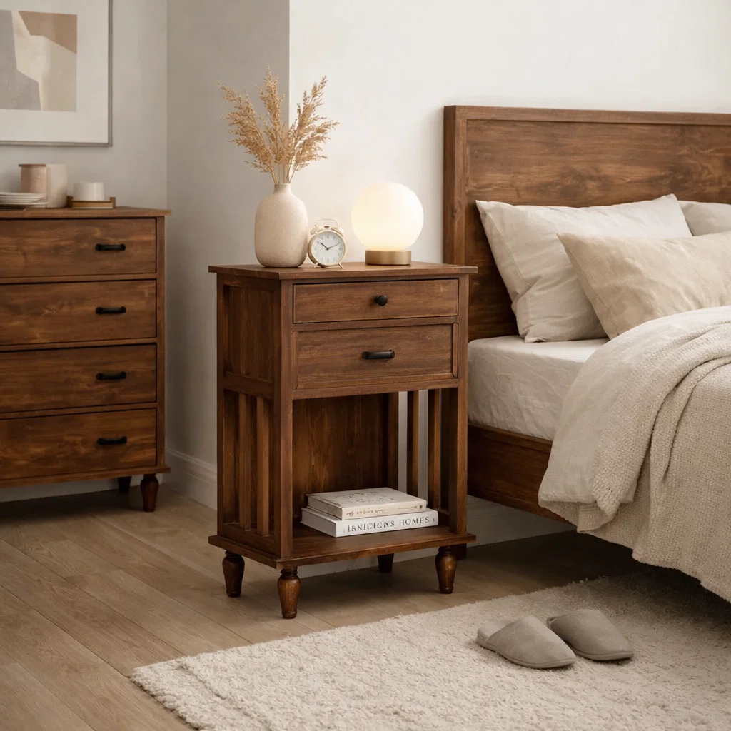 Velador Vintage Provenza 2 cajones Madera