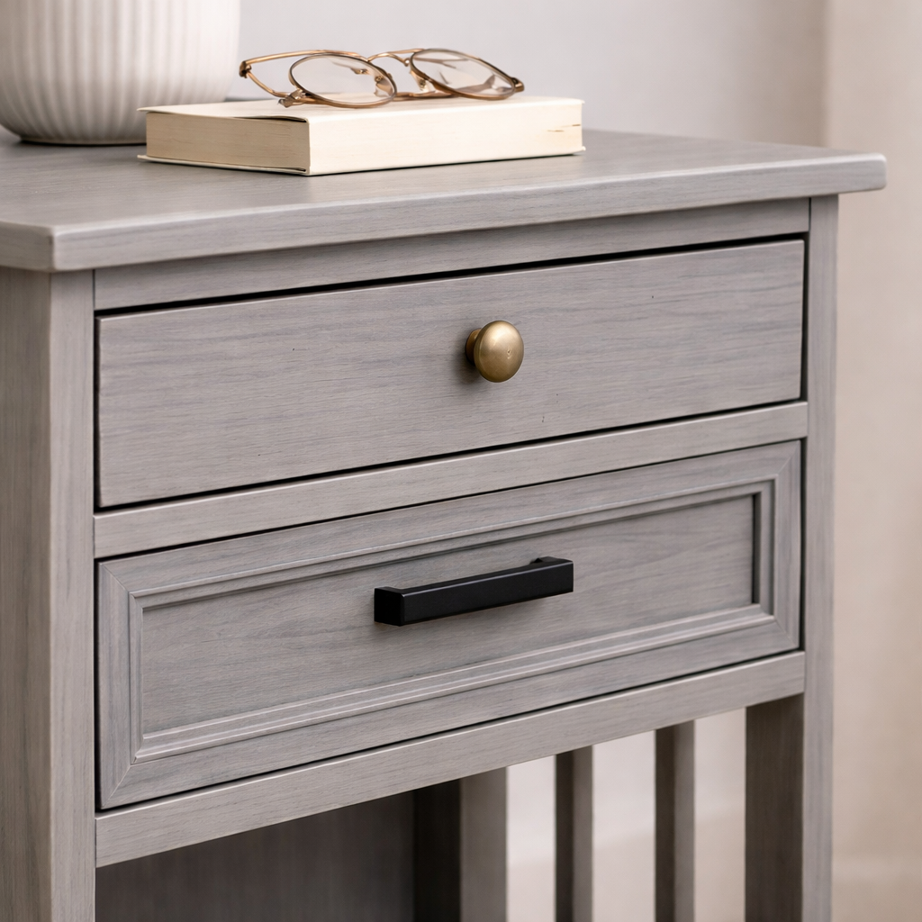 Velador Vintage Provenza 2 cajones Gris
