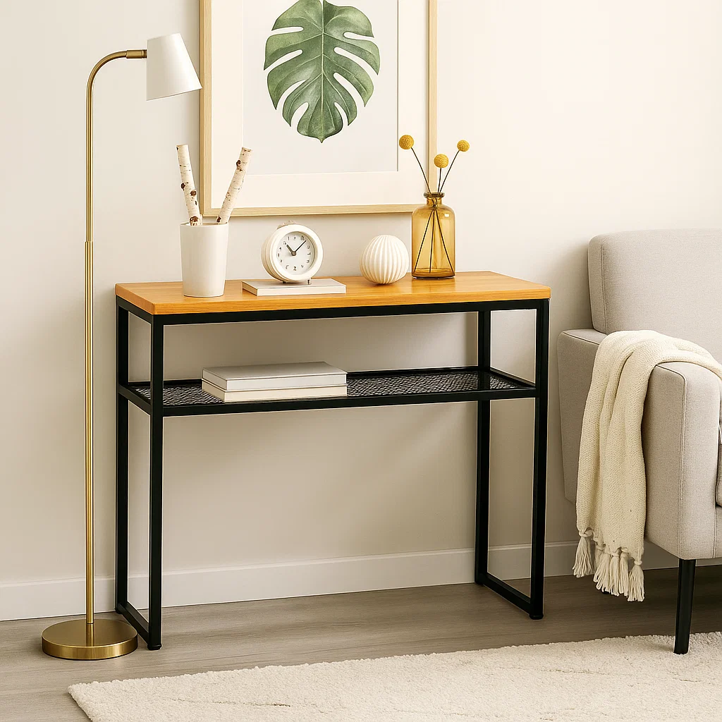Arrimo Estilo Industrial con Repisa Metálica y Cubierta de Madera