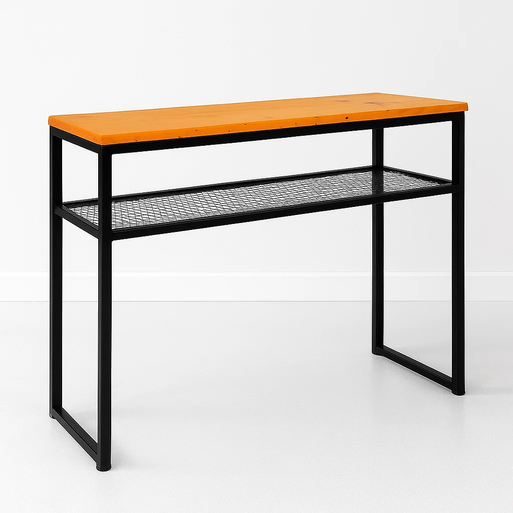 Arrimo Estilo Industrial con Repisa Metálica y Cubierta de Madera