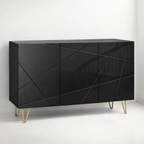 Buffet Moderno LuxLine Negro con Patas Doradas