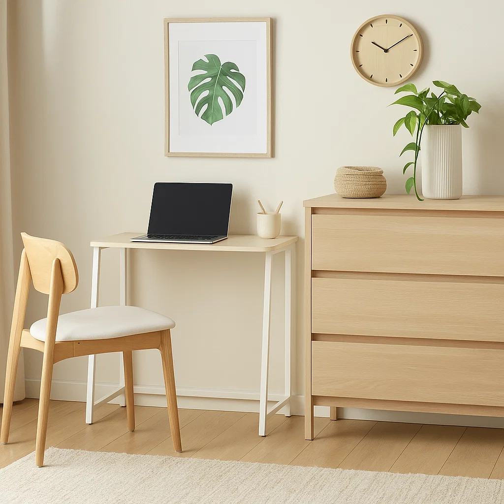 Escritorio Flex Compacto Mdf - Natural Blanca