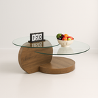 Mesa de Centro DuoGlass con Bases de Madera y Superficie de Vidrio