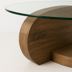 Mesa de Centro DuoGlass con Bases de Madera y Superficie de Vidrio