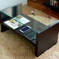 Mesa de centro moderna madera walnut wood vidrio