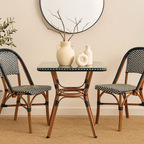 Mesa Bistro Parisina con Metál y Rattan Sintético