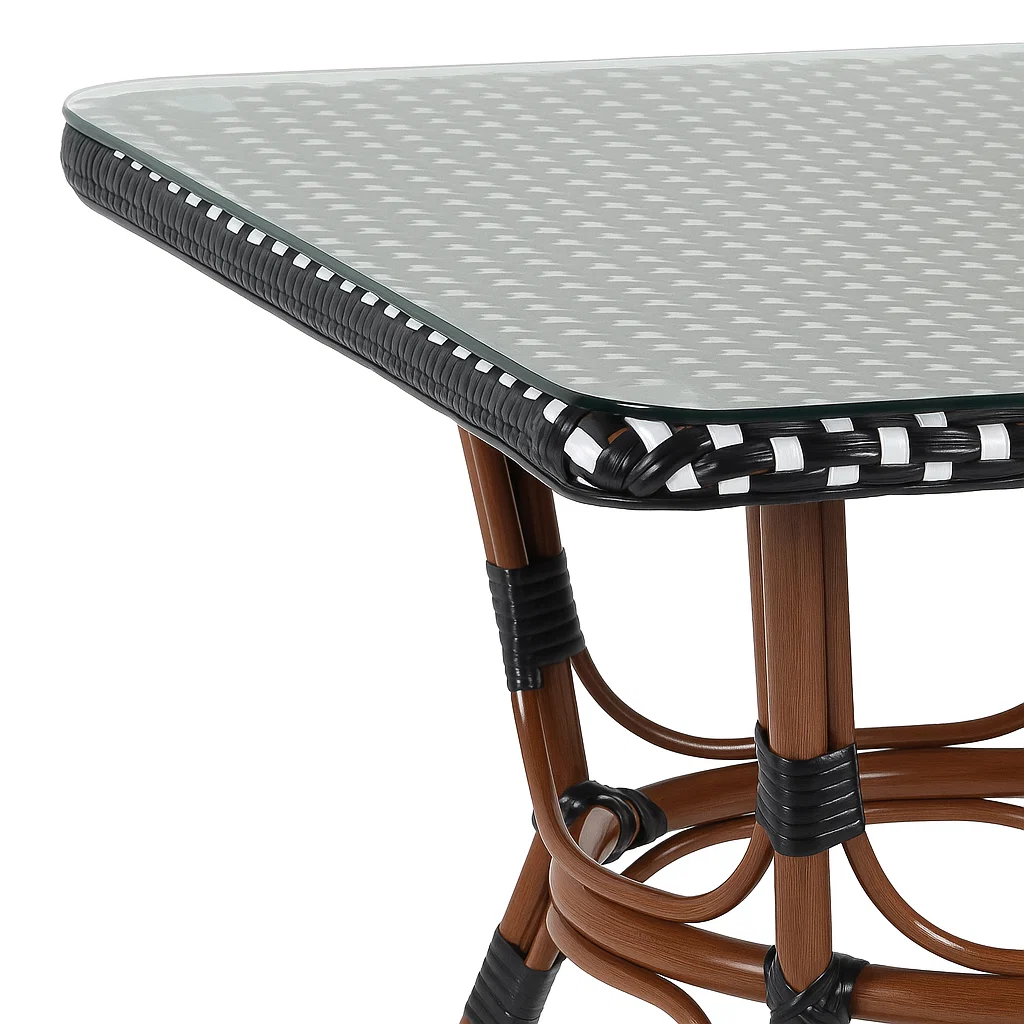 Mesa Bistro Parisina con Metál y Rattan Sintético