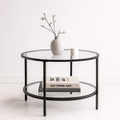 Mesa de Centro Orbe con Vidrio y Metal Negro