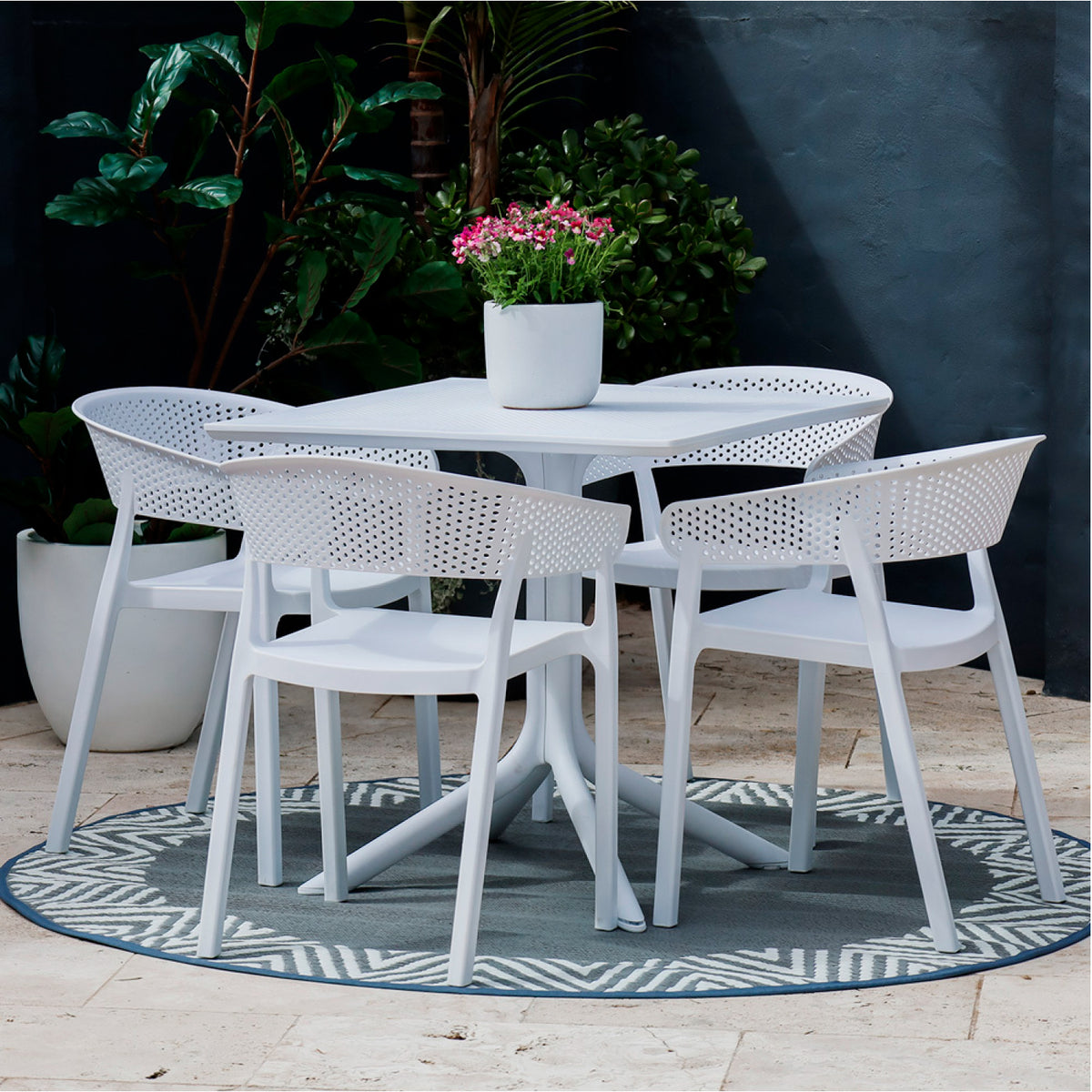 Mesa restaurant 80x80 Polipropileno Terraza Exterior - Blanca