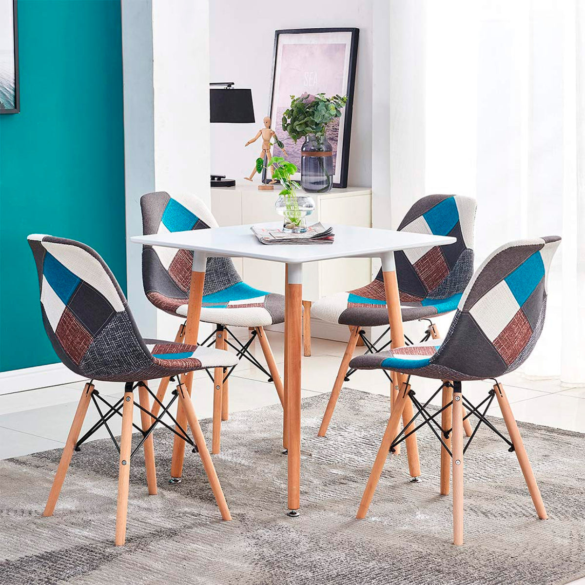 Mesa Eames Cuadrada MDF 80 cms - Blanca