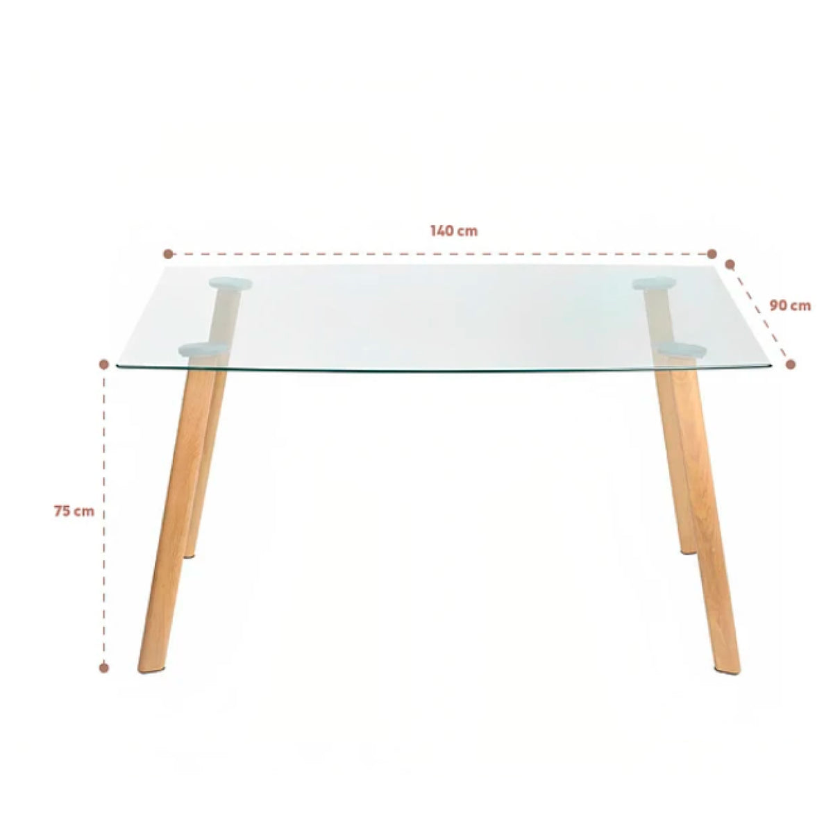Mesa Nordic Rectangular Vidrio 140x90 cms