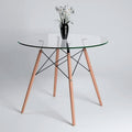 Mesa Eames 100cm redonda de vidrio