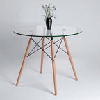 Mesa Eames 100cm redonda de vidrio