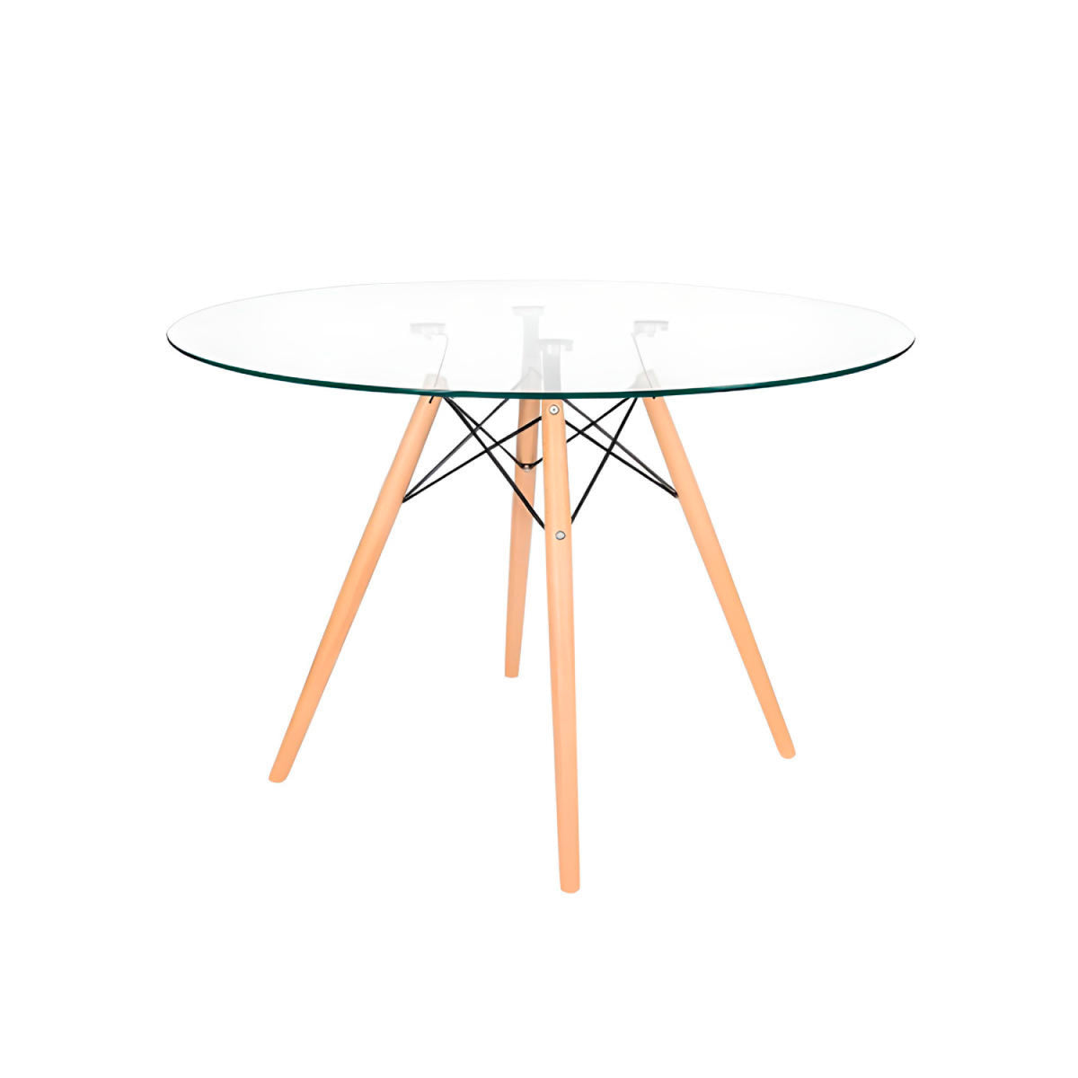 Mesa Eames 100cm redonda de vidrio