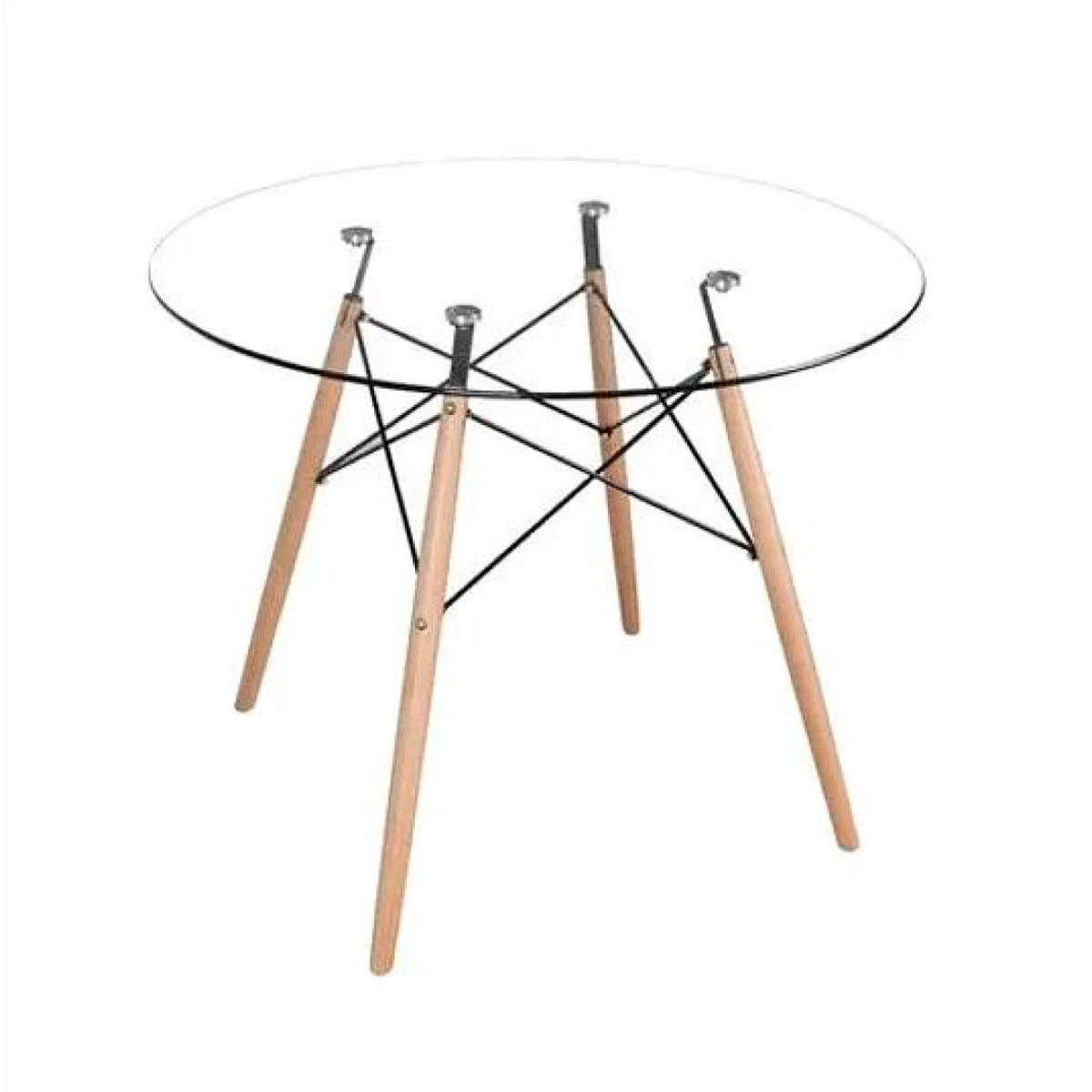 Mesa Eames 80cm redonda de vidrio