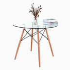 Mesa Eames 80cm redonda de vidrio