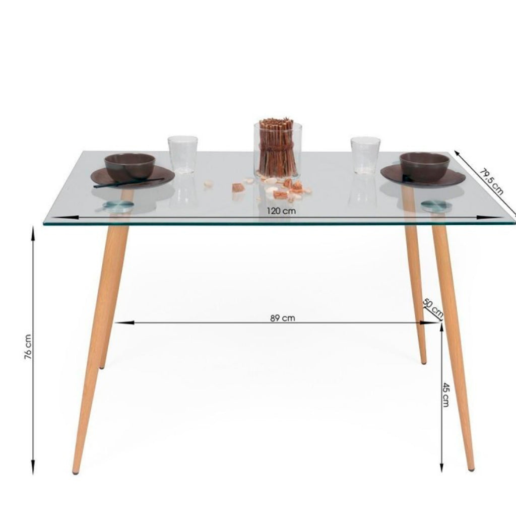 Mesa Rectangular de Vidrio 120x80 cms