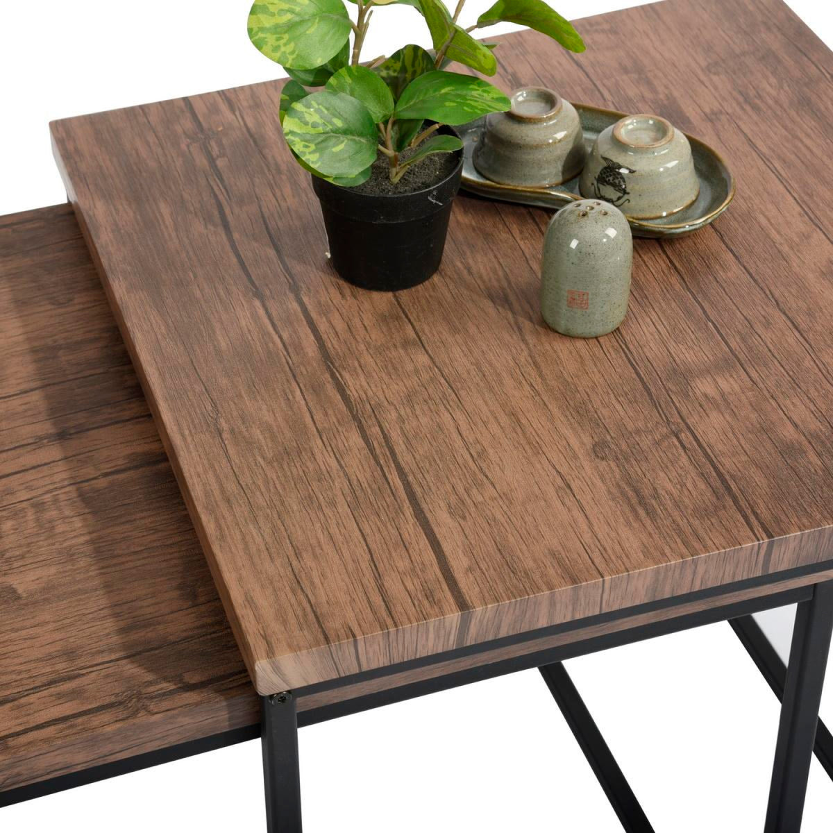 Mesa de centro doble rectangular - Madera clara