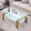 Mesa de Centro Rectangular de Vidrio - Madera clara