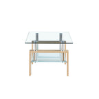 Mesa de Centro Rectangular de Vidrio - Madera clara
