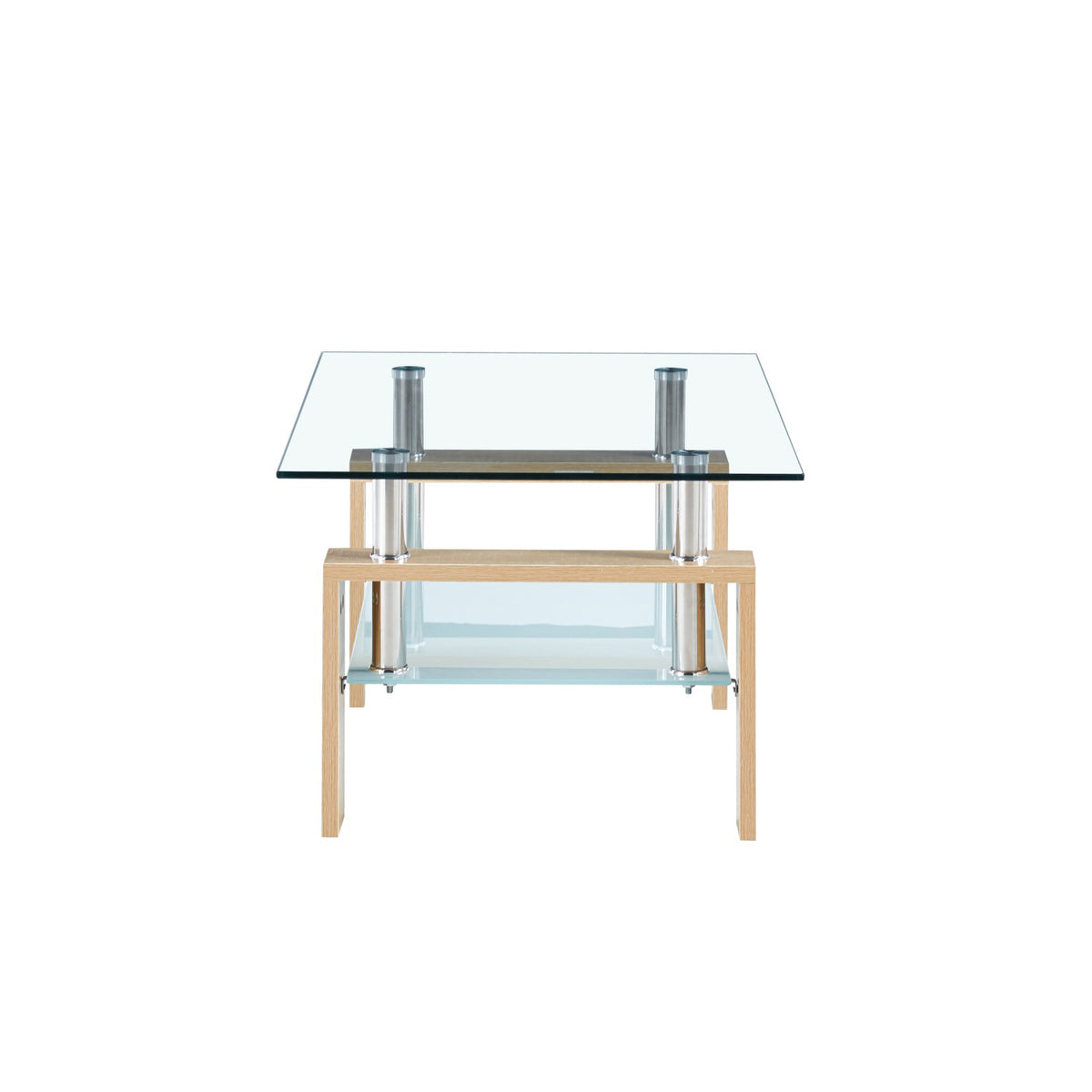 Mesa de Centro Rectangular de Vidrio - Madera clara