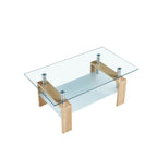 Mesa de Centro Rectangular de Vidrio - Madera clara