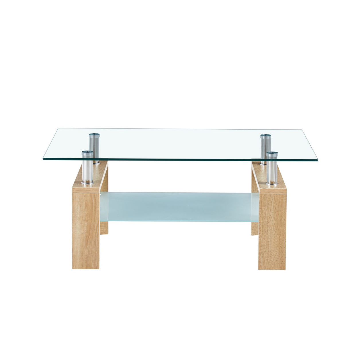 Mesa de Centro Rectangular de Vidrio - Madera clara