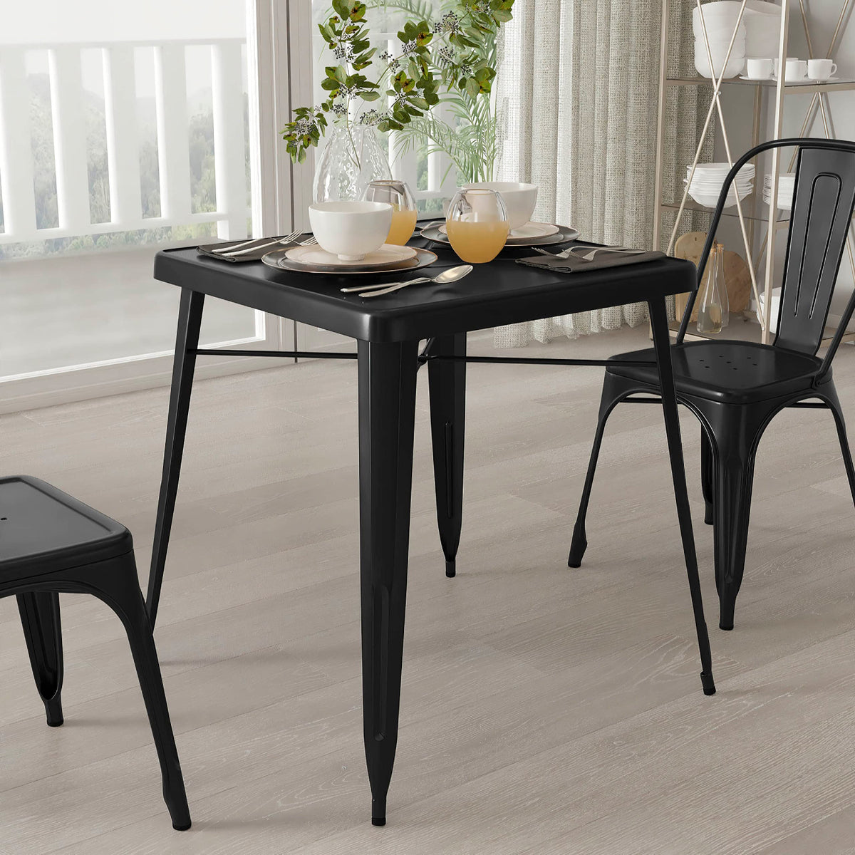 Mesa Tolix de Acero 80x80 cms - Negra