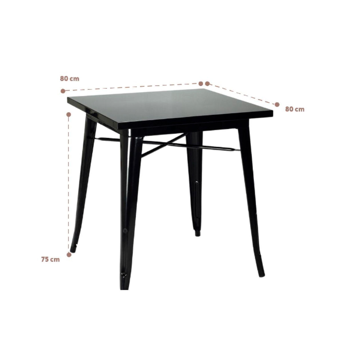 Mesa Tolix de Acero 80x80 cms - Negra