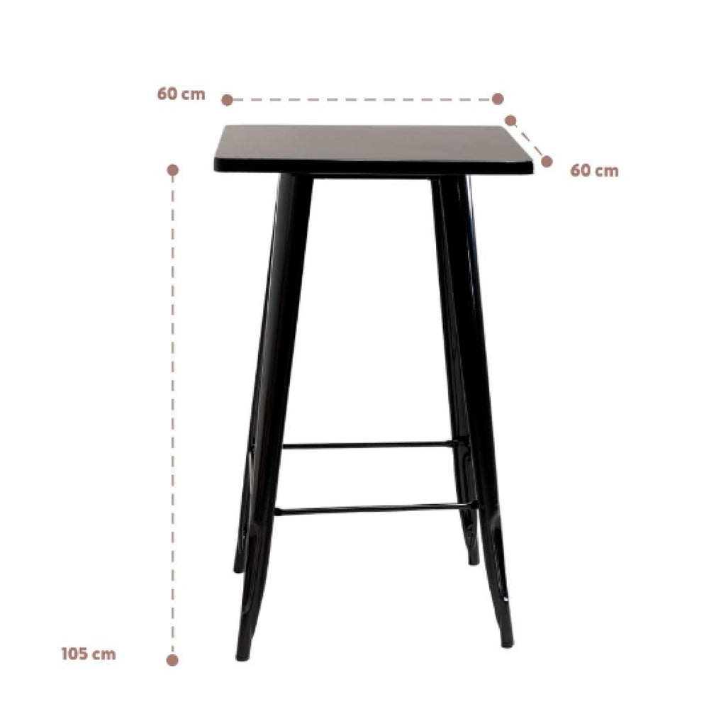 Mesa Tolix de bar o terraza o restaurant 105 cm de alto 60x60cm - Negra