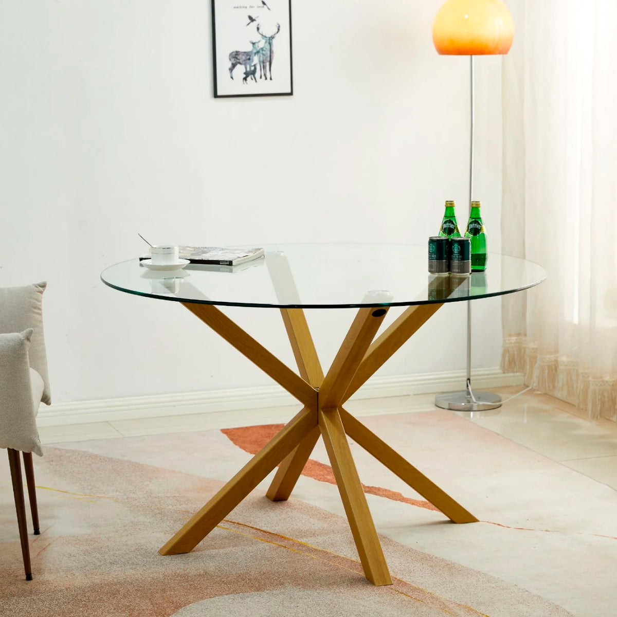 Mesa Cross Redonda Vidrio 120 cms