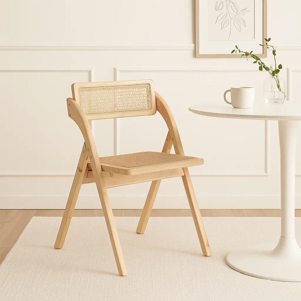 Silla Ambar Plegable de Madera Rattan Natural