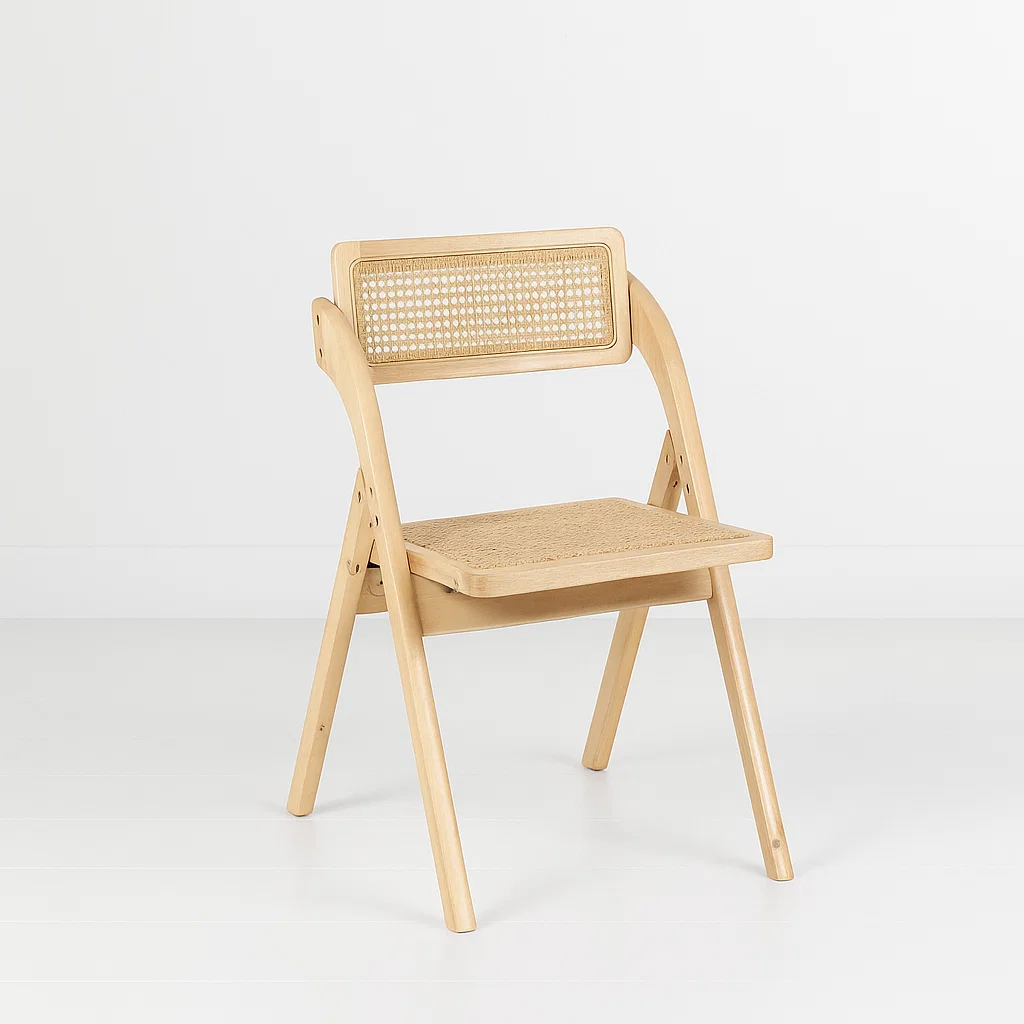 Silla Ambar Plegable de Madera Rattan Natural