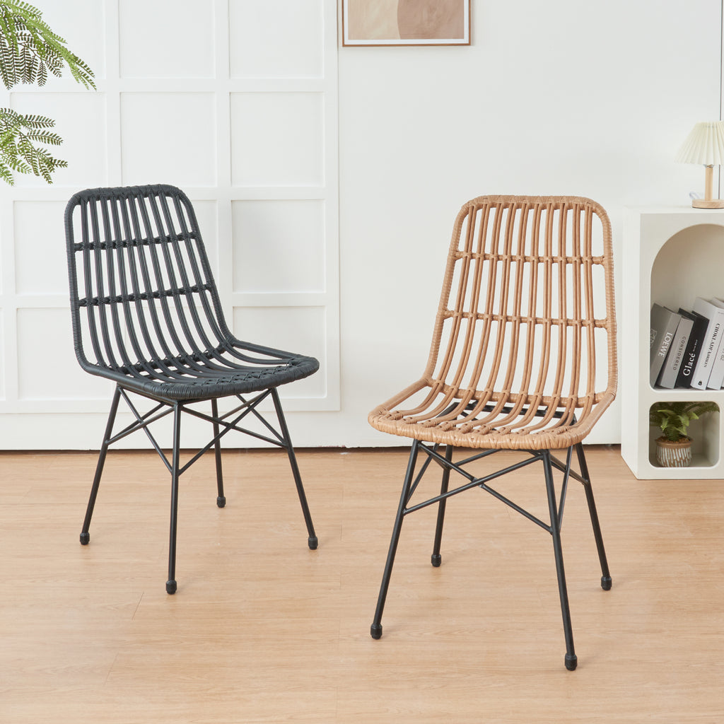 Pack de 4 Sillas de Comedor Terraza Rattan Grecia Color Madera
