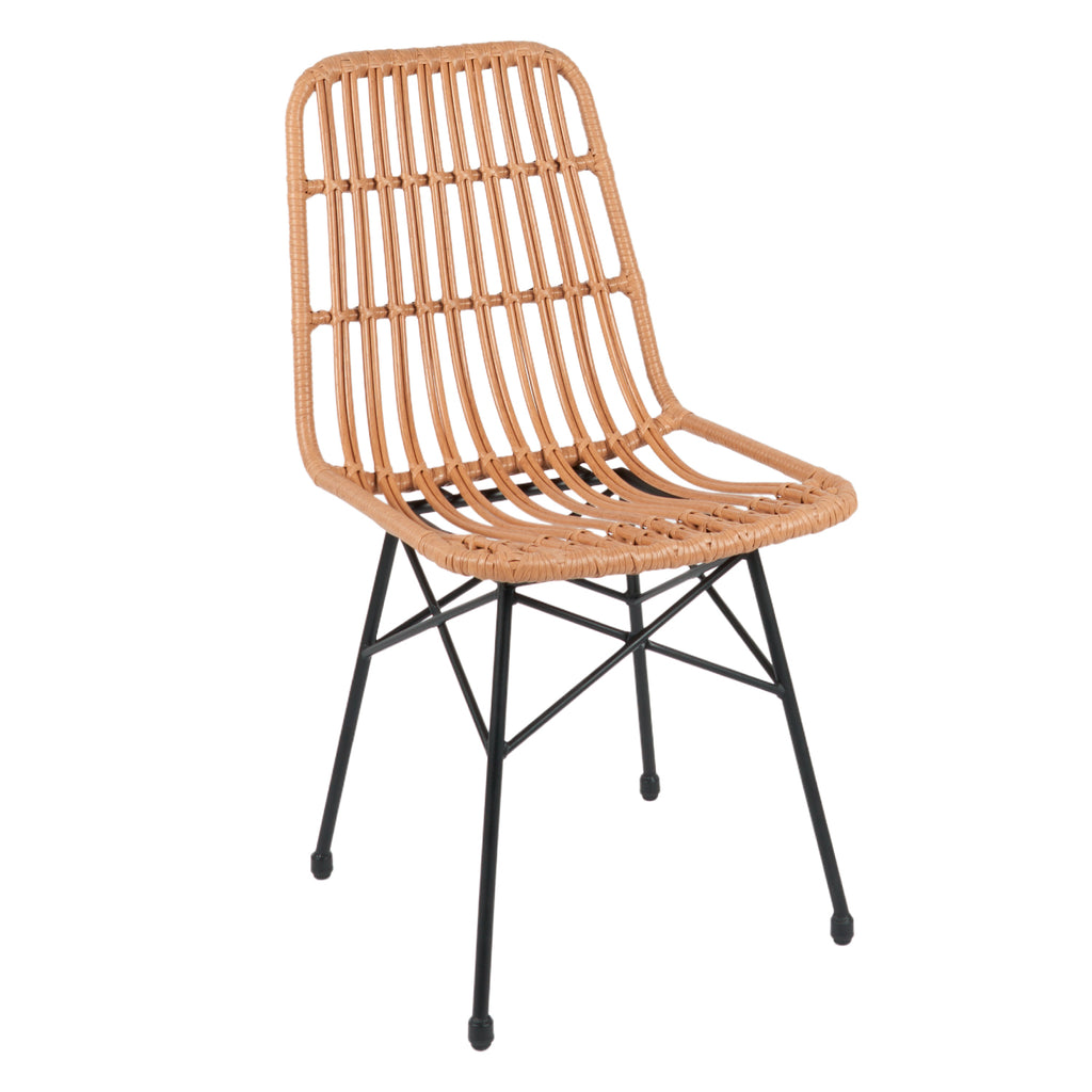 Pack de 4 Sillas de Comedor Terraza Rattan Grecia Color Madera