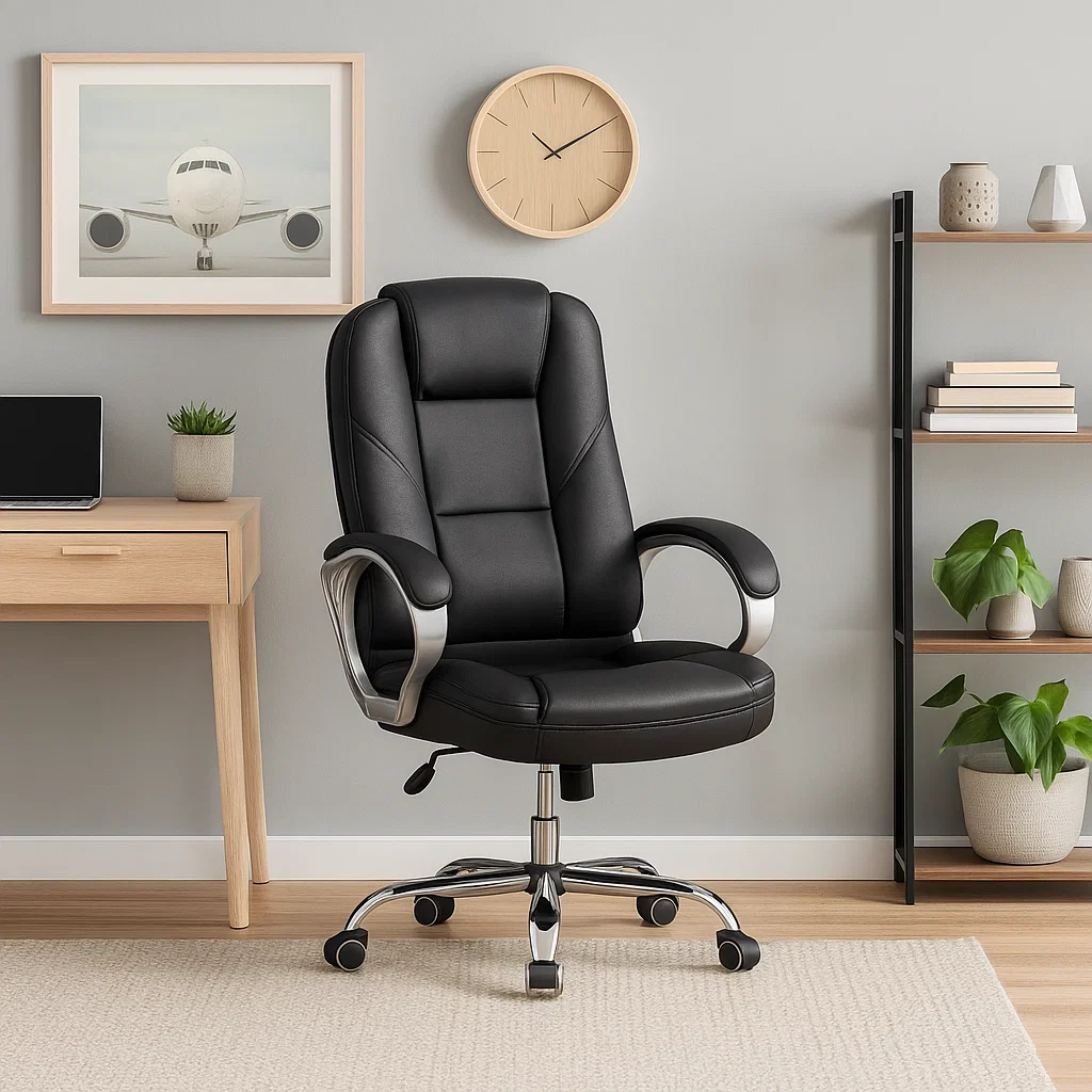 Silla de Oficina Ejecutiva Magnus Cuero Sintético - Negro