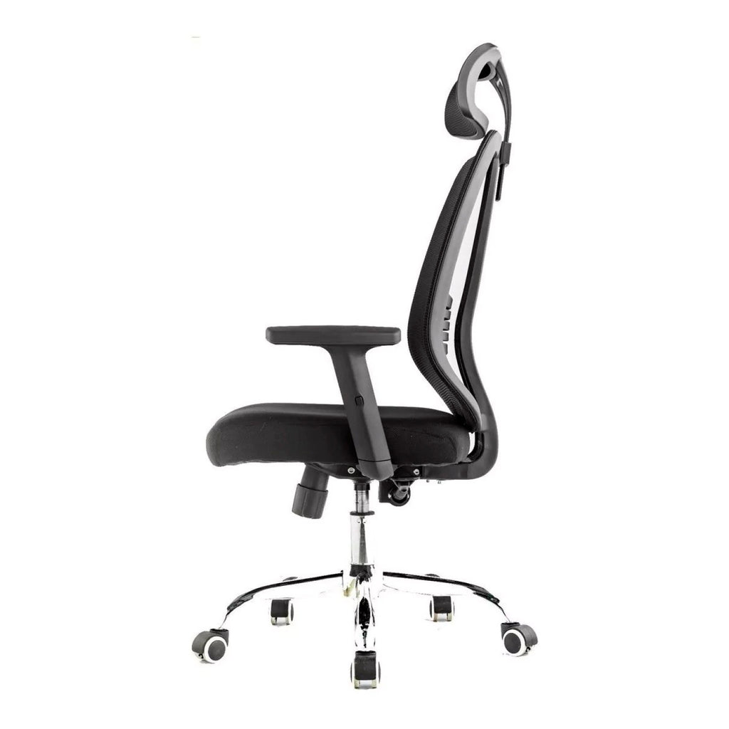 Silla de oficina mesh negra ejecutiva con apoyabrazos y cabeza