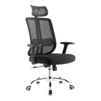 Silla de oficina mesh negra ejecutiva con apoyabrazos y cabeza