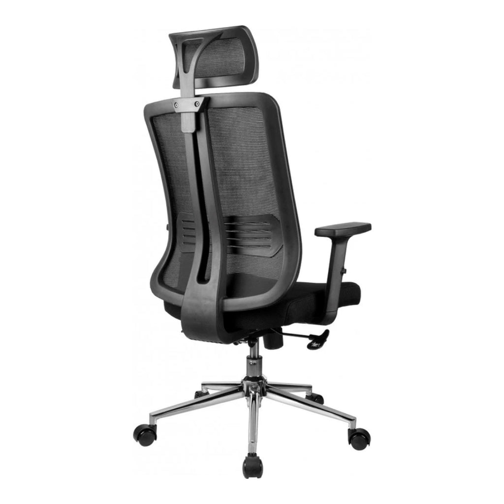 Silla de oficina mesh negra ejecutiva con apoyabrazos y cabeza